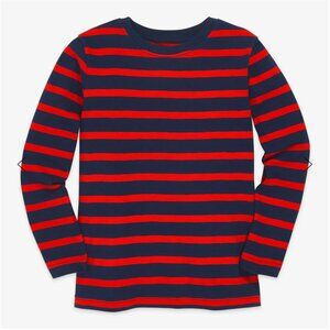 Primary - Kids long sleeve tee in Navy / tomato stripe - 2T